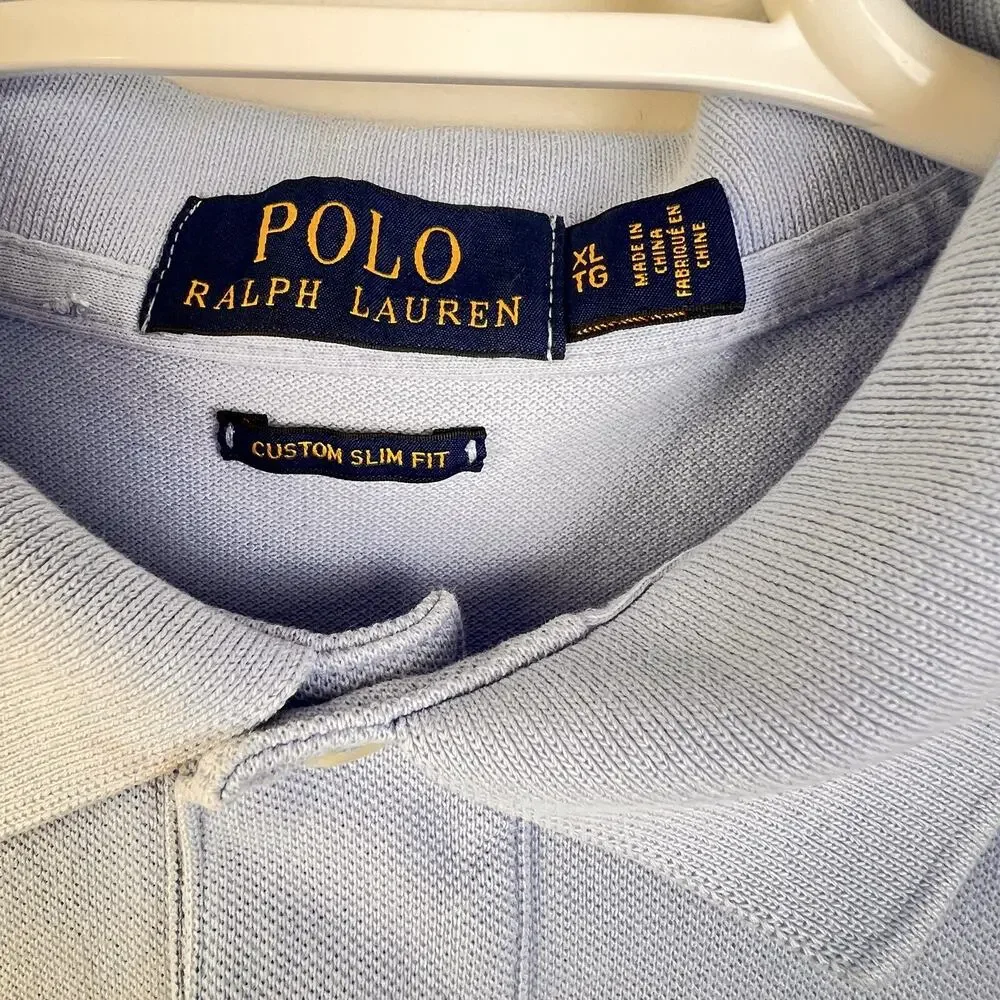 Polo Ralph Lauren Men's XL Slim Fit Light Blue Polo Golf Shirt Preppy Classic